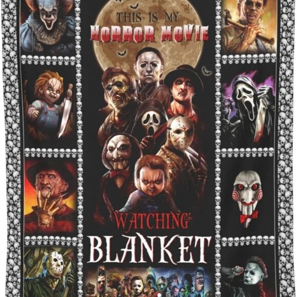 This is My Horror Movie Watching Blanket Halloween Scary Movie Plush 60"x 50" - Picture 2 of 8